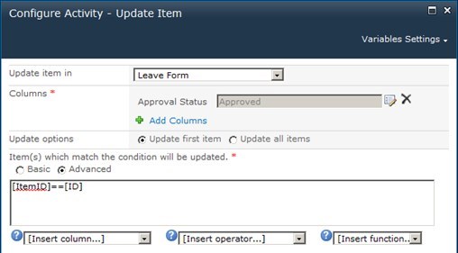 update SharePoint workflow